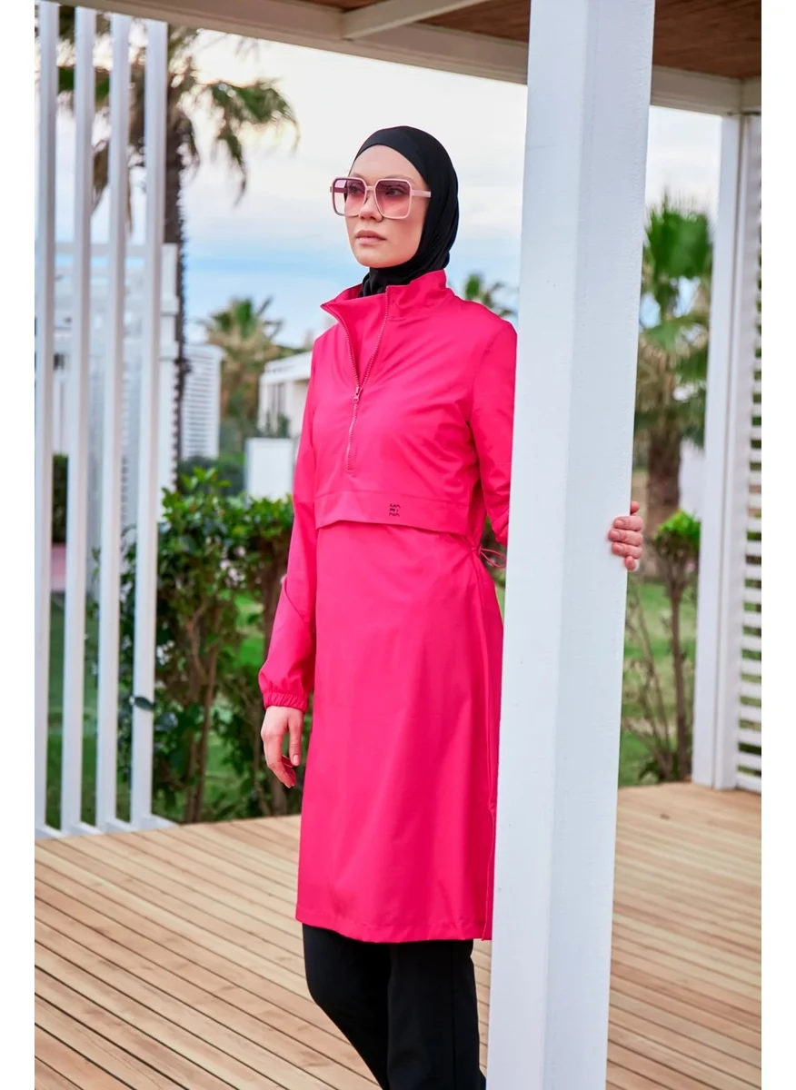 مارينا Parachute Fabric Pink Fully Covered Hijab Swimsuit M2408