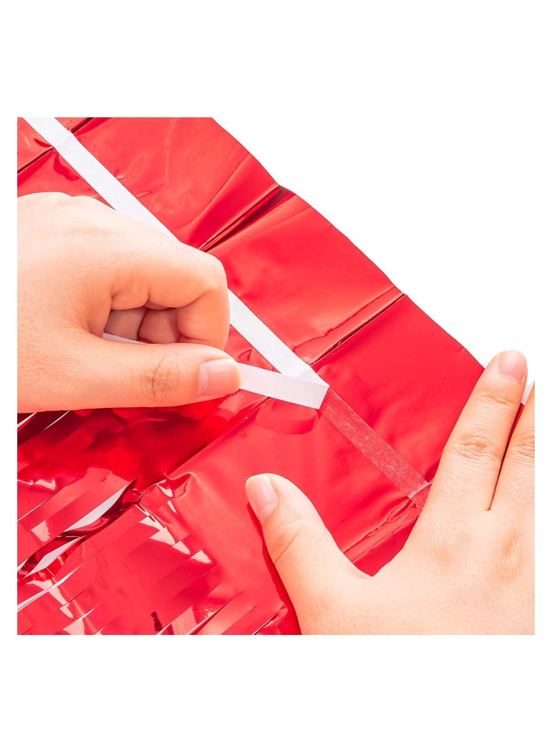 Boxwoods 4 Pcs Metallic Red Foil Fringe Backdrop Curtains Party Streamers For Birthday Anniversary And Valentine's Day - Image 3