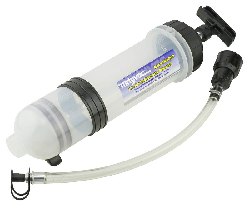 Mityvac MVA6852 15 Liter Fluid Evacuator Extractor and Dispensing Syringe TwistValve DualSeal Piston MVA7218 Rubber ATF Adapter for Master Cylinders Transaxles Power Steering and Coolant