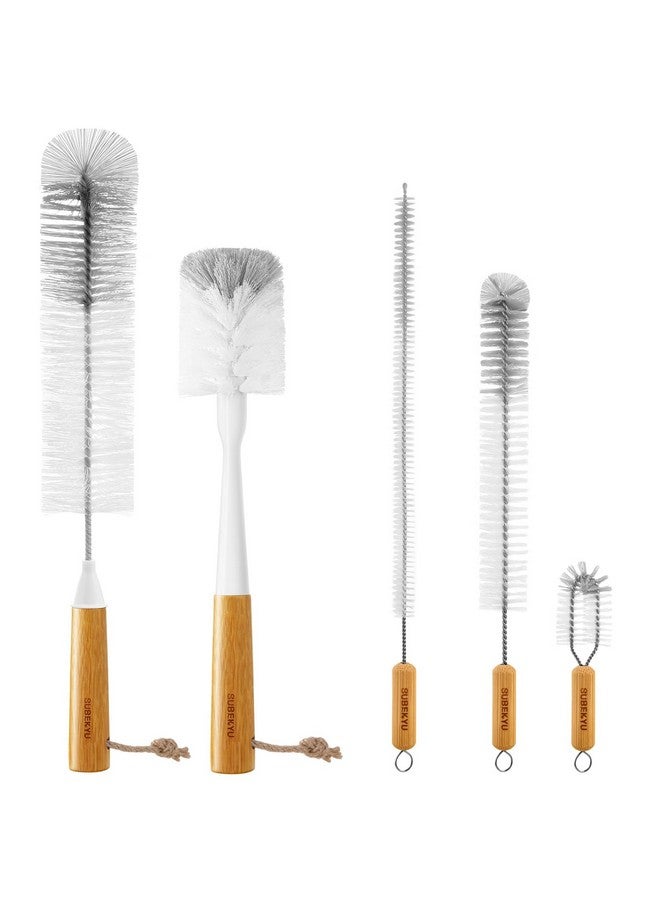 SUBEKYU Bottle Brush, Baby Bottle Brush with Nipple and Straw Cleaner Set, Gray+ White (Gray+ White 5P) - Image 1