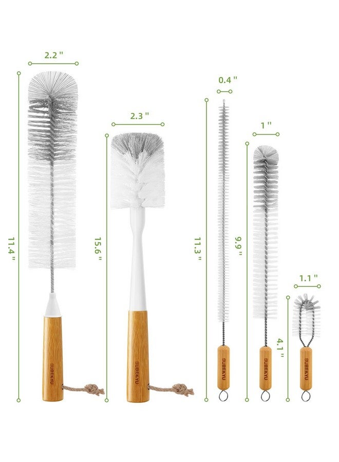 SUBEKYU Bottle Brush, Baby Bottle Brush with Nipple and Straw Cleaner Set, Gray+ White (Gray+ White 5P) - Image 3