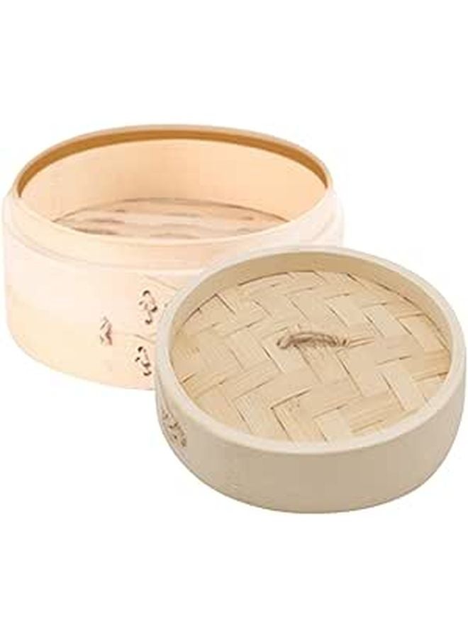 13Cm Bamboo Steamer Basket with Lid 2Pcs Set for Dim Sum Buns and Food - Image 1