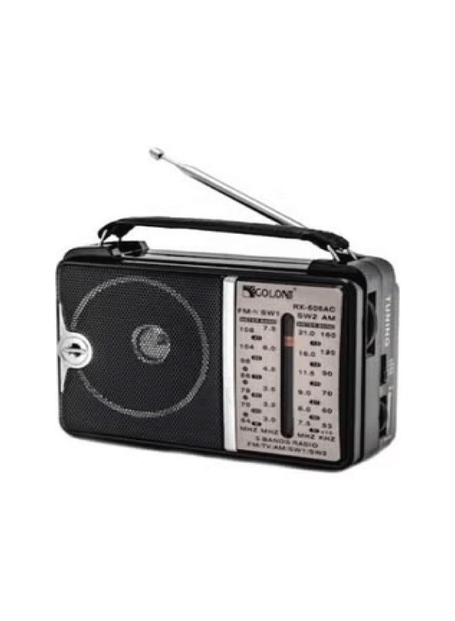 جولون راديو كلاسيكي جولون يعمل بالكهرباء 4 نطاقات AM FM SW1 SW2 RX-606AC أسود - Image 2