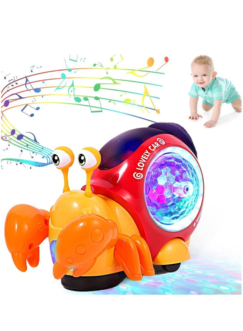 Crawling Crab Toy, Interactive Walking Dancing Toy with Music Sounds  Lights, Automatically Avoid Obstacles, Moving Toddler Toys for Kids Infants, Musical Light up Toys for Babies, Toddlers - Image 1