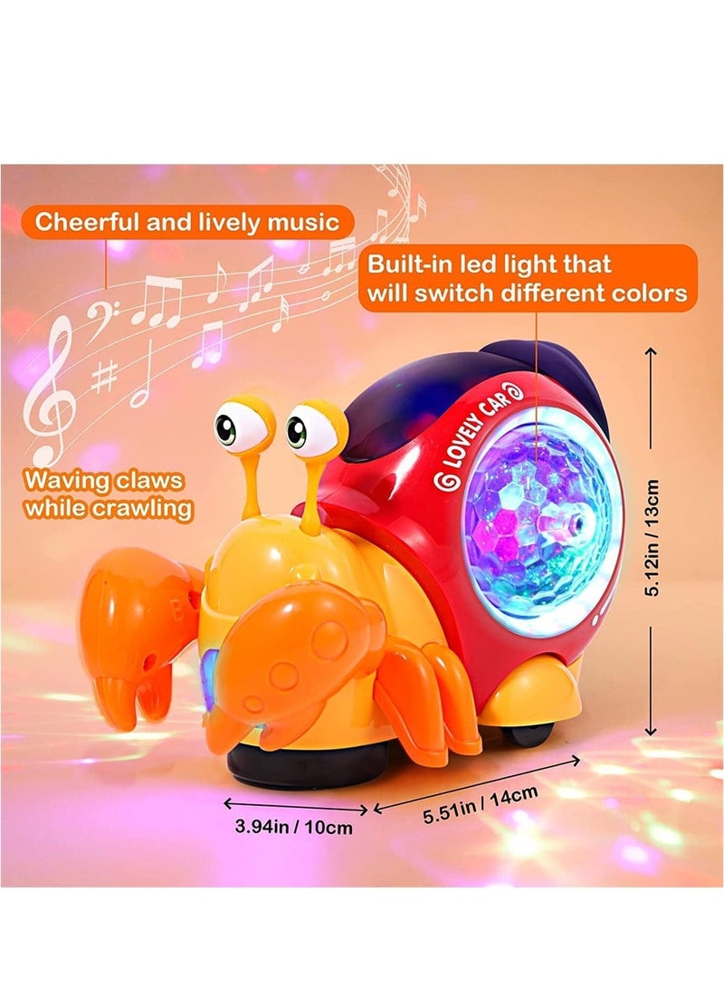 Crawling Crab Toy, Interactive Walking Dancing Toy with Music Sounds  Lights, Automatically Avoid Obstacles, Moving Toddler Toys for Kids Infants, Musical Light up Toys for Babies, Toddlers - Image 2