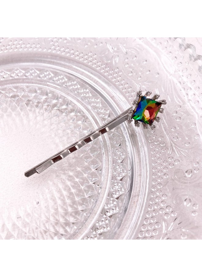 Lizzie Kay 5PCS Colorful Gem Stones Bobby Pins Decorative Silver Black Hair Slides Clips Set Accessories Women  - Image 5