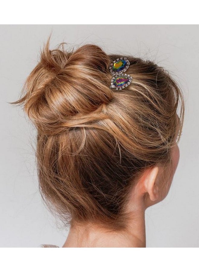 Lizzie Kay 5PCS Colorful Gem Stones Bobby Pins Decorative Silver Black Hair Slides Clips Set Accessories Women  - Image 2