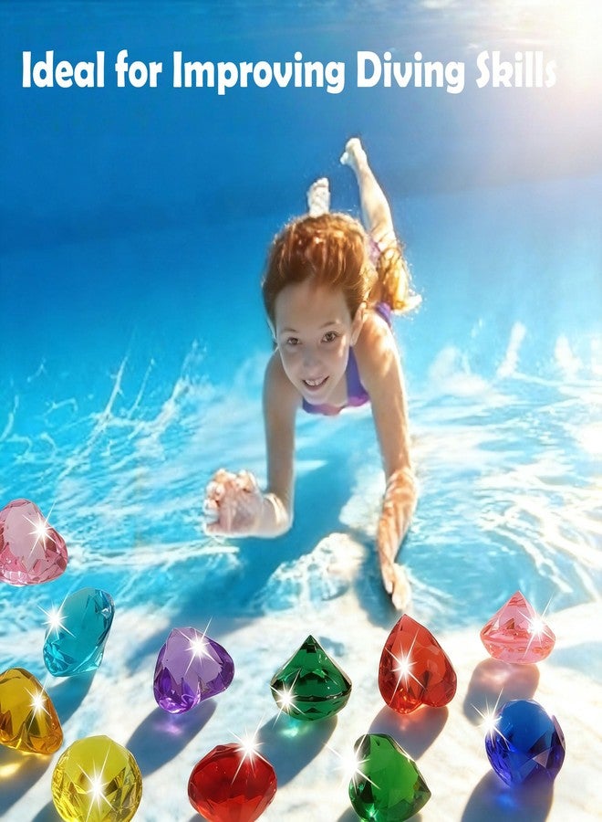 AiFanS 20PCS Diving Gems Pool Toys - Colorful Diamond and Hearts, Underwater Swim Training Gift for Kids, Summer Water Pool Game Set - Image 3