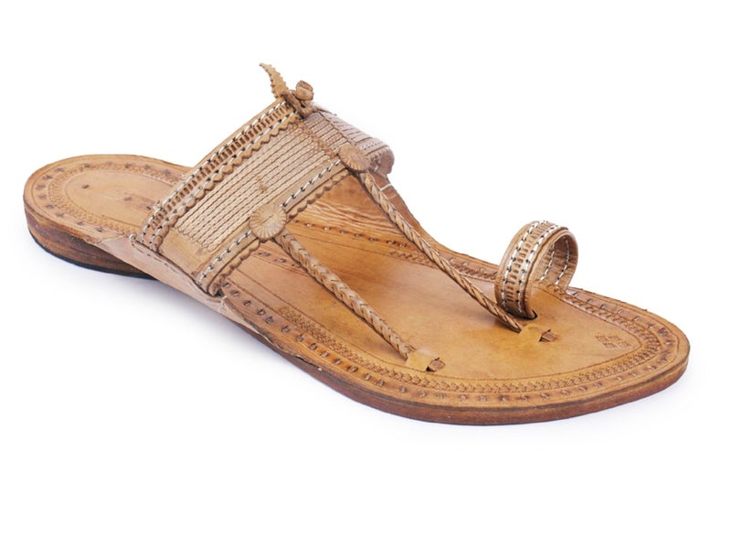 KORAKARI Men's Kapshi Kolhapuri Chappal Comfortable Flip Flops Slippers with Natural 7 Braids Handcrafted Sandals Anti Slip Durable Genuine Leather Traditional Footwear (UK-9) - Image 1