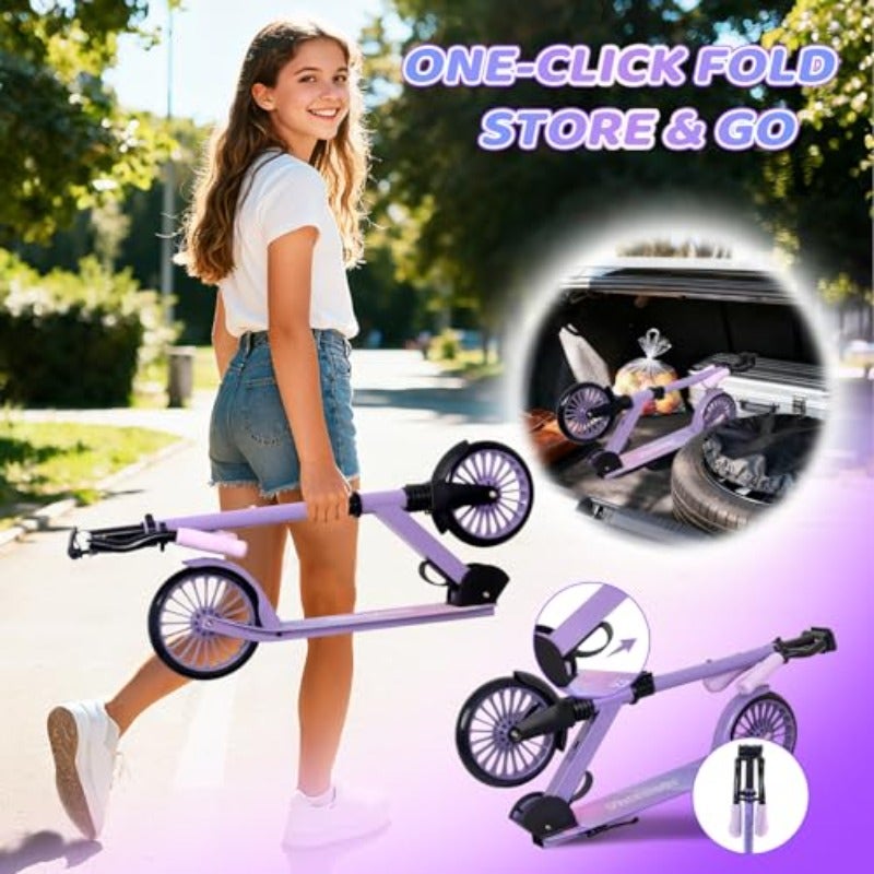 Kick Scooter for Teens Adults Max Load 240 LBS Adjustable Height Foldable with 8 Large Wheels Anti-Shock Suspension - Image 5