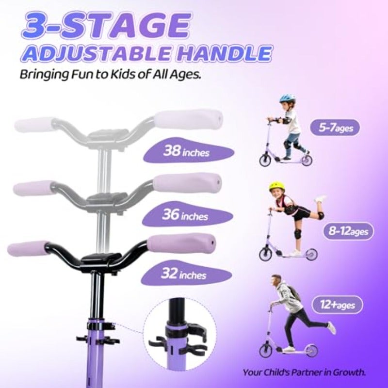 Kick Scooter for Teens Adults Max Load 240 LBS Adjustable Height Foldable with 8 Large Wheels Anti-Shock Suspension - Image 4
