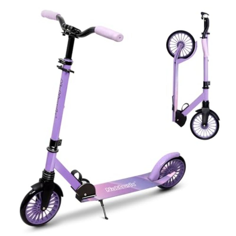 Kick Scooter for Teens Adults Max Load 240 LBS Adjustable Height Foldable with 8 Large Wheels Anti-Shock Suspension - Image 1