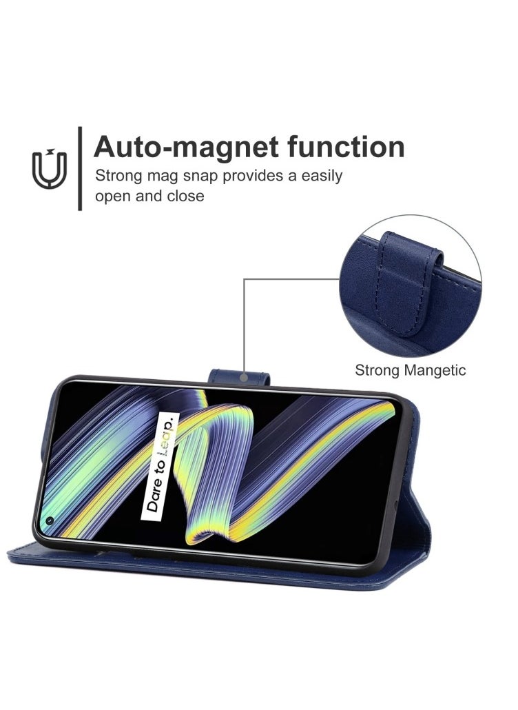 Case For OPPO Realme X7 Max 5G Leather Phone Cover Blue