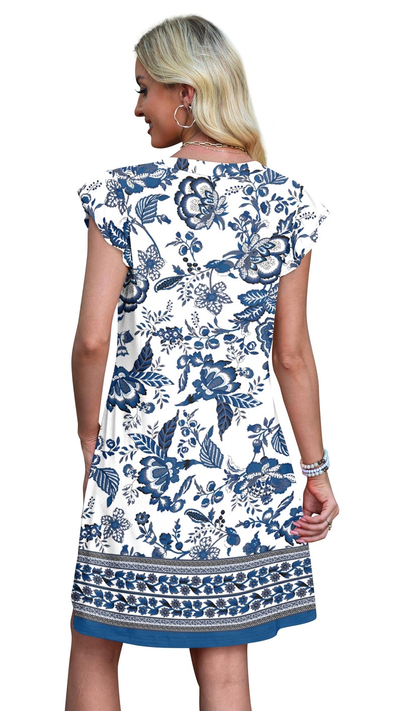OFEEFAN Plus Size Womens Spring Summer Dresses Casual Boho Sundress Fashion Elegant Classy Beach Vacation Clothes Print 5 2XL - Image 5