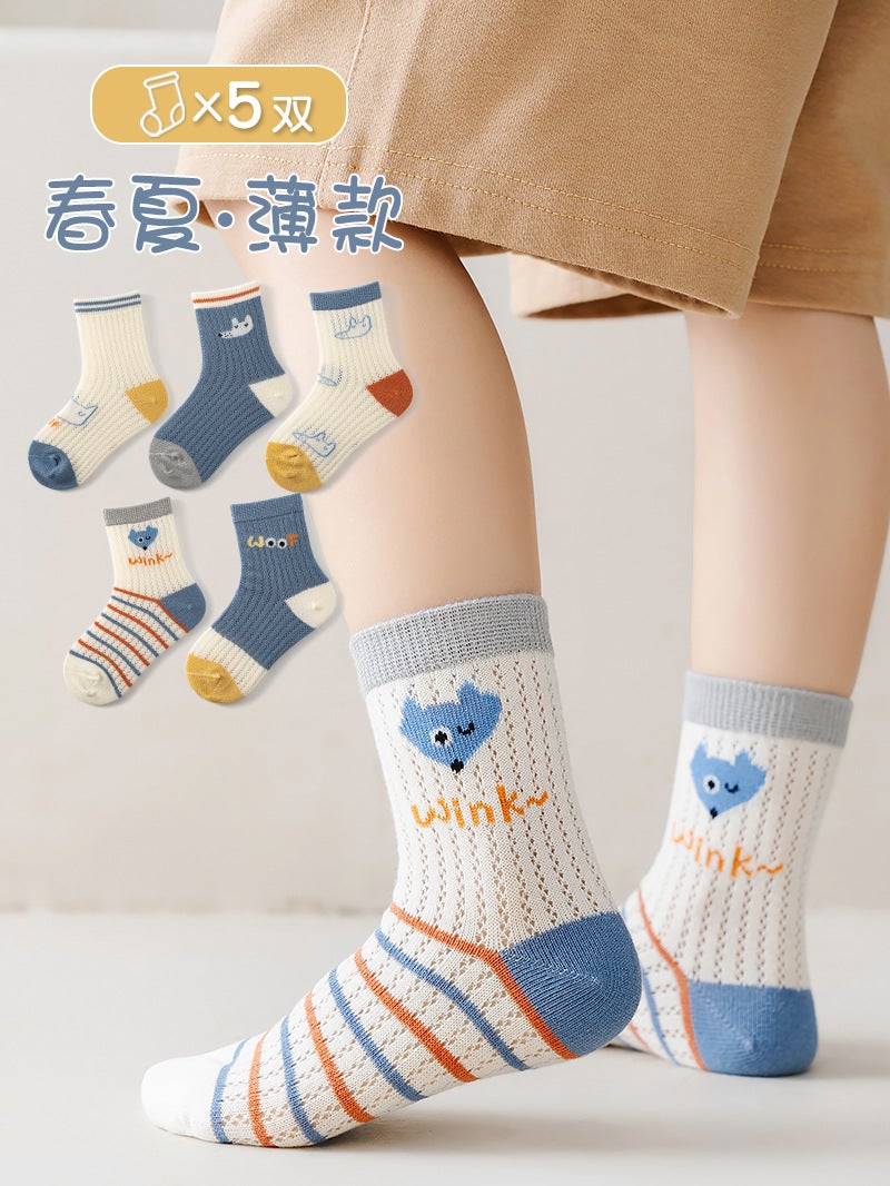 New Summer A-Grade Thin Knitted Socks for Boys and Girls, Baby Newborn Kids' Socks - Image 4