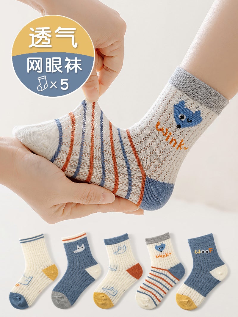 New Summer A-Grade Thin Knitted Socks for Boys and Girls, Baby Newborn Kids' Socks - Image 2