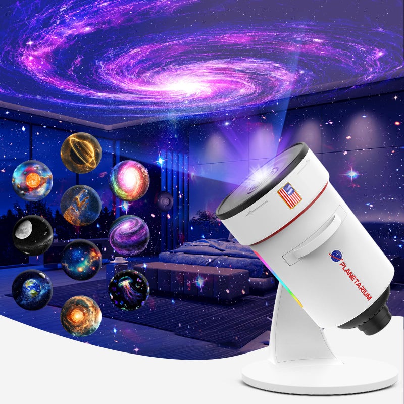 VanSmaGo [2025 Upgraded] Galaxy Projector, HD Brighter Wider Projection Planetarium Star Projector with 7-Color Night Light Realistic Starry Sky Space Solar System Moon Nebula for Bedroom Ceiling Room Decor - Image 1