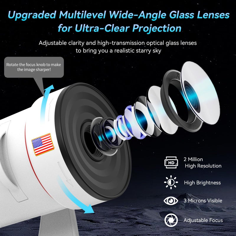 VanSmaGo [2025 Upgraded] Galaxy Projector, HD Brighter Wider Projection Planetarium Star Projector with 7-Color Night Light Realistic Starry Sky Space Solar System Moon Nebula for Bedroom Ceiling Room Decor - Image 3