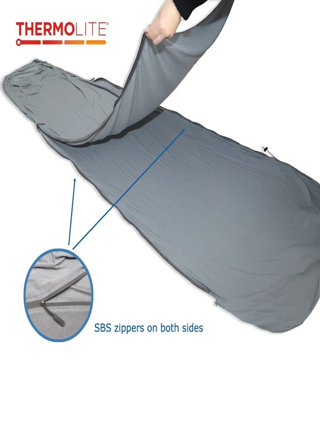 BROWINT Thermolite Sleeping Bag Liner with Zippers for Cold Weather, Lightweight Mummy with Hood & Rectangular Sleep Sack for Adult, Adds Warmth, Thermal Travel Liner, All Season - Image 4