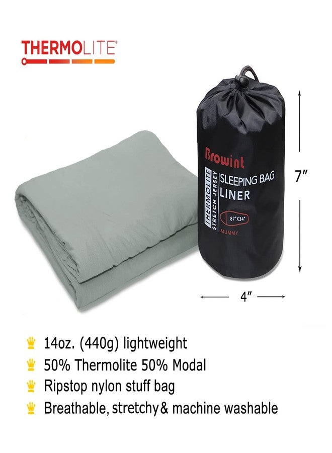 BROWINT Thermolite Sleeping Bag Liner with Zippers for Cold Weather, Lightweight Mummy with Hood & Rectangular Sleep Sack for Adult, Adds Warmth, Thermal Travel Liner, All Season - Image 5