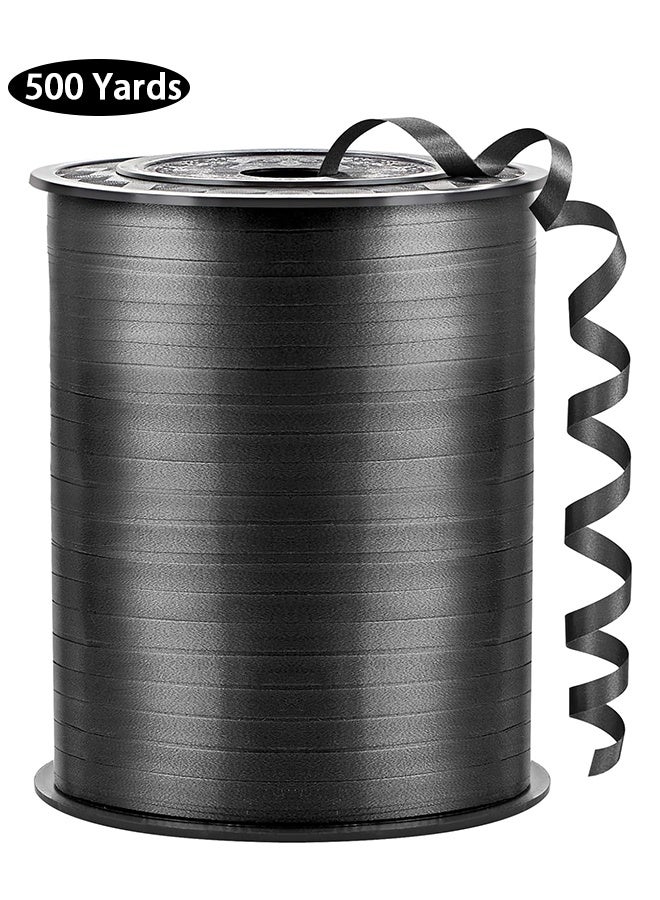 Wffo 500 Yards Black Curling Ribbon - Balloon Ribbon - Balloon String for Art&Craft Decor - Gift Wrapping,Ribbons and Bows for New Year Birthday Gifts Graduation Supplies (5mm Wide) - Image 1