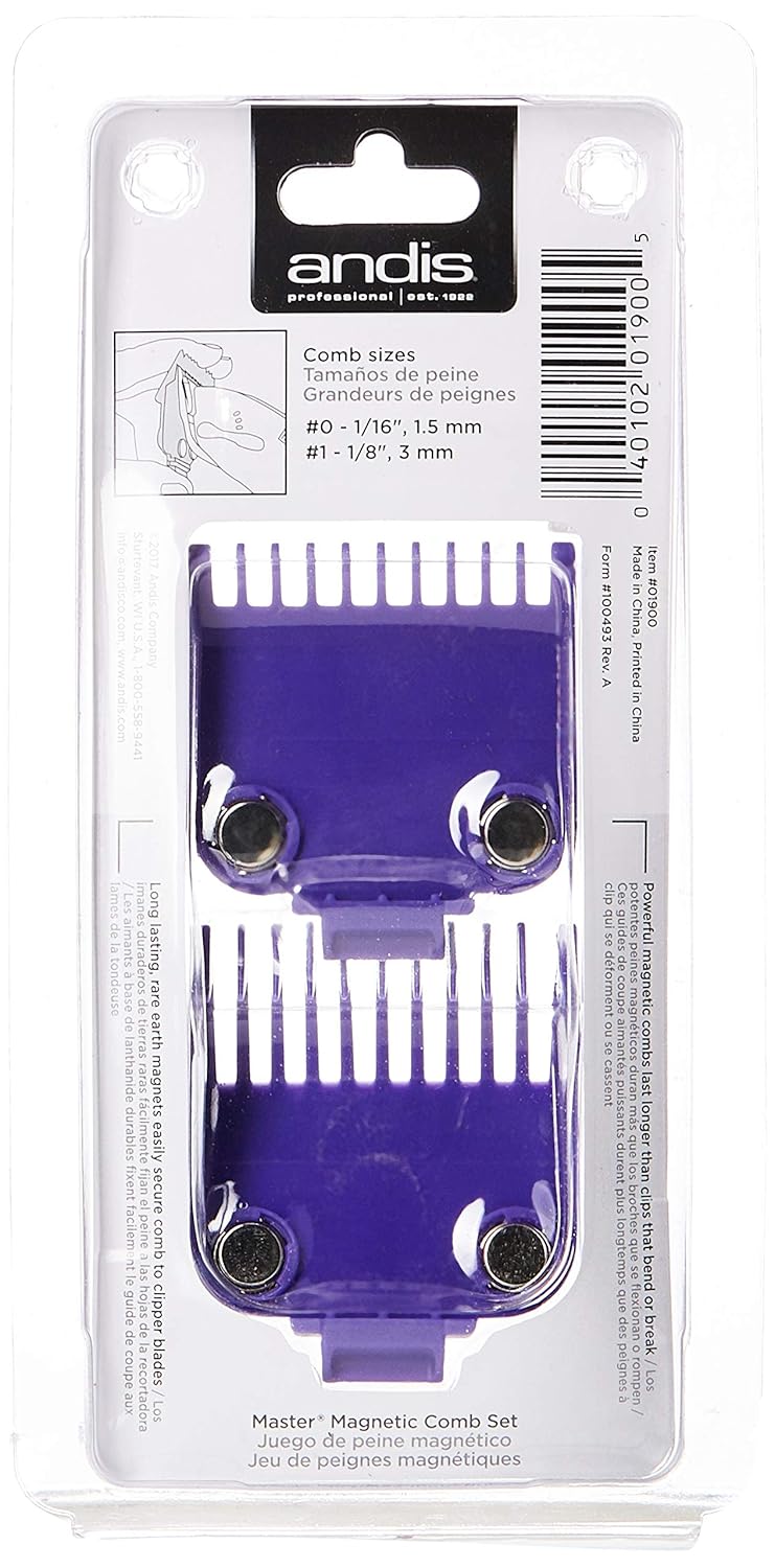 Andis 01900 Master Magnetic Comb Set  Made Up of Polymer Material Includes LongLasting Magnet Infused with Nano Silver Technology  Fits Series MBA MC2 ML  2 Pieces Purple Pack of 2 - Image 2