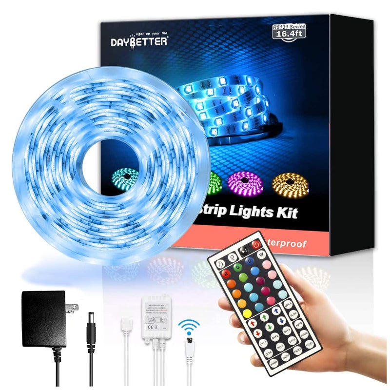 DAYBETTER Led Strip Lights 16.4ft Waterproof Color Changing Led Lights with Remote Controller - Image 1