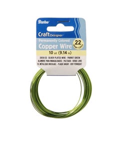 Darice Silver Plated Copper Wire 22 Gauge Parrot Green 10 Yards  - Image 1