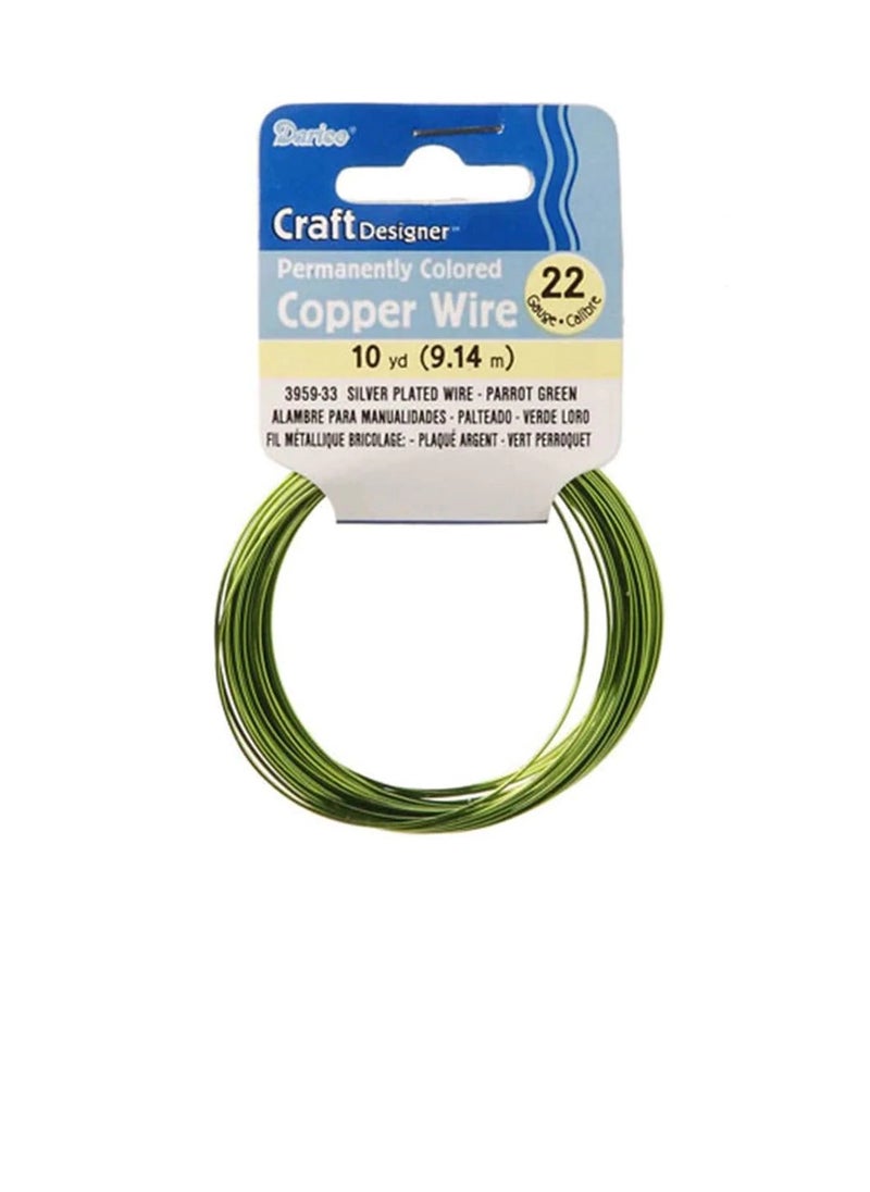 Darice Silver Plated Copper Wire 22 Gauge Parrot Green 10 Yards  - Image 2