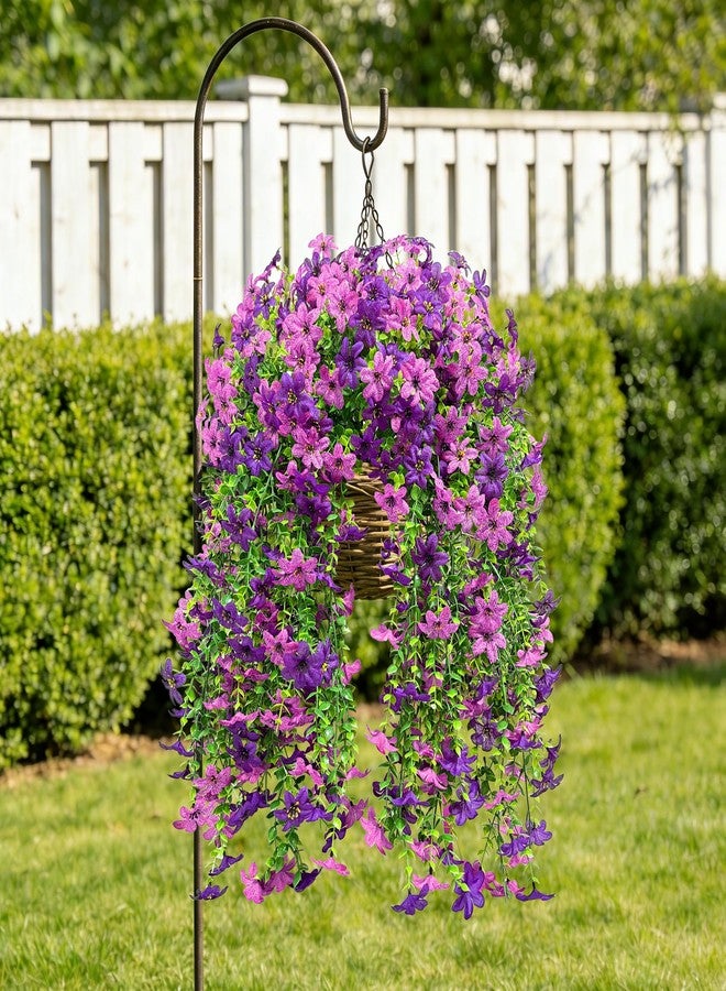 Roberly 4 Pcs Artificial Hanging Flowers for Outdoors, Realistic Faux Silk Flowers UV Resistant Fake Greenery Plants for Spring Summer Garden Porch Indoor Outdoor Home Decor, Purple - Image 5