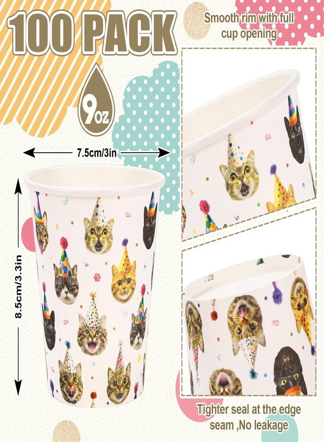 JarThenaAMCS أكواب ورقية للقطط JarThenaAMCS 100 قطعة أكواب قابلة للتصرف لطيفة وواقعية للمشروبات الساخنة والباردة لعيد الميلاد وحفلات استحمام الأطفال وحفلات الحيوانات الأليفة، 9 أونصات - Image 2