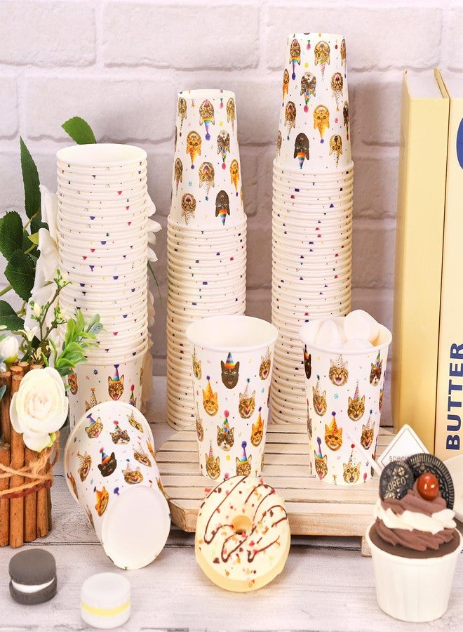 JarThenaAMCS أكواب ورقية للقطط JarThenaAMCS 100 قطعة أكواب قابلة للتصرف لطيفة وواقعية للمشروبات الساخنة والباردة لعيد الميلاد وحفلات استحمام الأطفال وحفلات الحيوانات الأليفة، 9 أونصات - Image 3