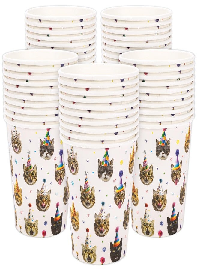 JarThenaAMCS أكواب ورقية للقطط JarThenaAMCS 100 قطعة أكواب قابلة للتصرف لطيفة وواقعية للمشروبات الساخنة والباردة لعيد الميلاد وحفلات استحمام الأطفال وحفلات الحيوانات الأليفة، 9 أونصات - Image 1