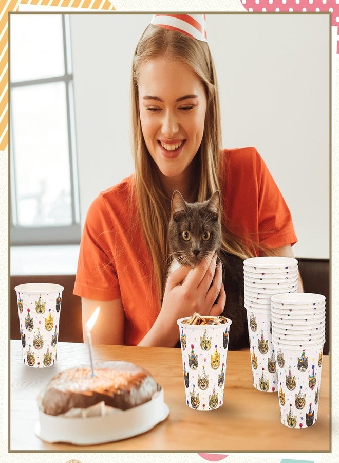 JarThenaAMCS أكواب ورقية للقطط JarThenaAMCS 100 قطعة أكواب قابلة للتصرف لطيفة وواقعية للمشروبات الساخنة والباردة لعيد الميلاد وحفلات استحمام الأطفال وحفلات الحيوانات الأليفة، 9 أونصات - Image 4