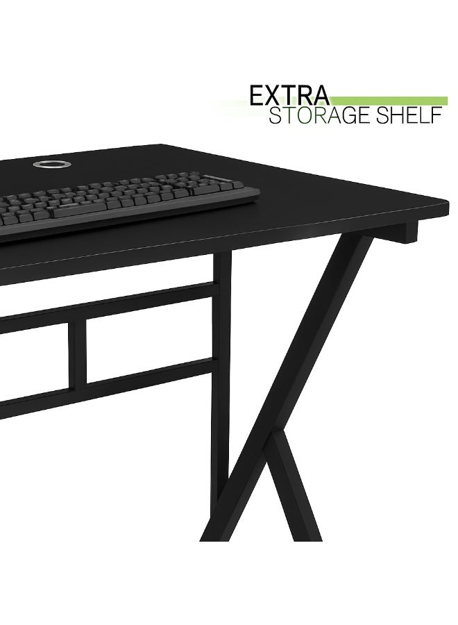 آسي بلاي مكتب ألعاب بإطار فولاذي متين على شكل X، طاولة كمبيوتر بمقاس ‎100×52‎ سم للعمل المكتبي وإعدادات الألعاب، محطة عمل عصرية باللون الأسود - Image 5