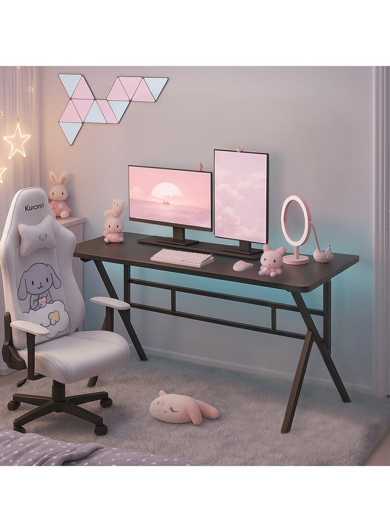 آسي بلاي مكتب ألعاب بإطار فولاذي متين على شكل X، طاولة كمبيوتر بمقاس ‎100×52‎ سم للعمل المكتبي وإعدادات الألعاب، محطة عمل عصرية باللون الأسود - Image 2