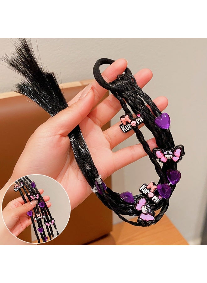 شعر مستعار مضفر للأطفال مع ذيل حصان، إكسسوارات رائعة وباردة، 4 فراشات لومي، عبوة واحدة