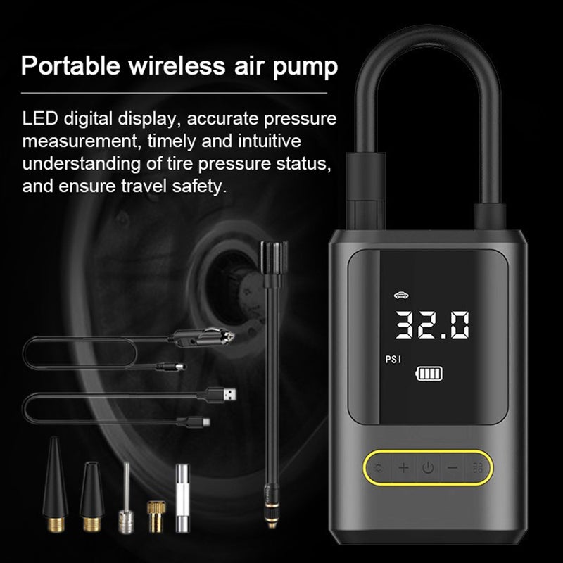 Mini Car Air Pump 150PSI Corded & Cordless Air Compressor Portable Electric Tire Inflator with LED Light Auto-Off Function for Car Motorcycle Bicycle Tires Balls - Image 2