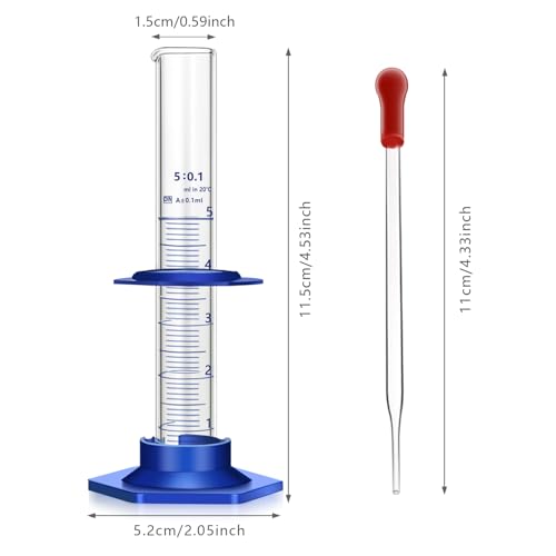 Qesdaoxu Thick Glass Graduated Cylinder Measuring Liquid Lab Cylinders with Anti-falling Plastic Base and Bumper Guards (glass, 5ML) - Image 2