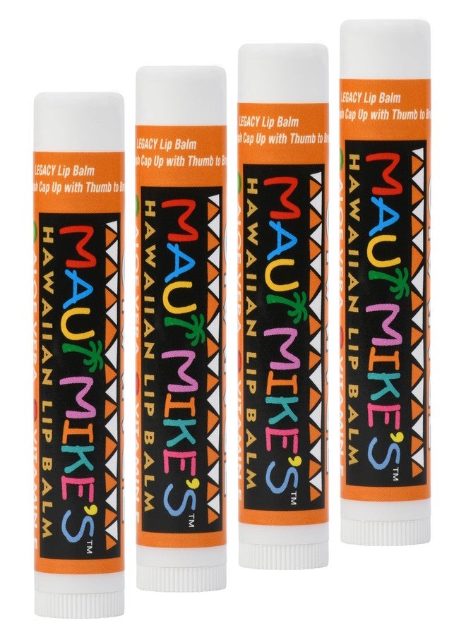 MAUI MIKE'S مرطب شفاه ماوي مايك بنكهة البرتقال (عبوة من 4 قطع) غني بفيتامين هـ، والصبار، وشمع العسل. دلّلي شفتيكِ بإطلالة هاواي. مرطب وناعم. ينساب بسلاسة كأمواج البحر. - Image 1