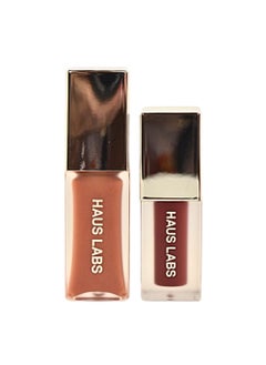 Haus Laboratories Haus Labs PHD Hybrid Innovation Plumping Lip Glaze Duo  Honey Shimmer Full Size  Persimmon Mini 