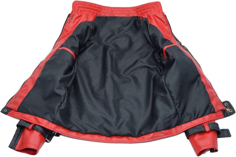 DIZLLER Party&Dance wear - Red & Black leather Jacket - FAUX Leather - Singer Cosplay - Image 5