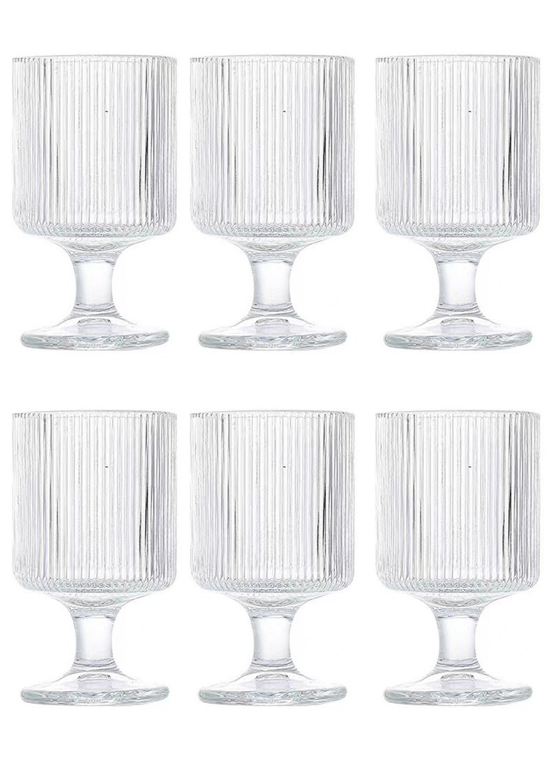 High Borosilicate Glass Set, Set Of Six, Stripe Relief Goblet, 250ML For Coffee Tea Cold Drinks