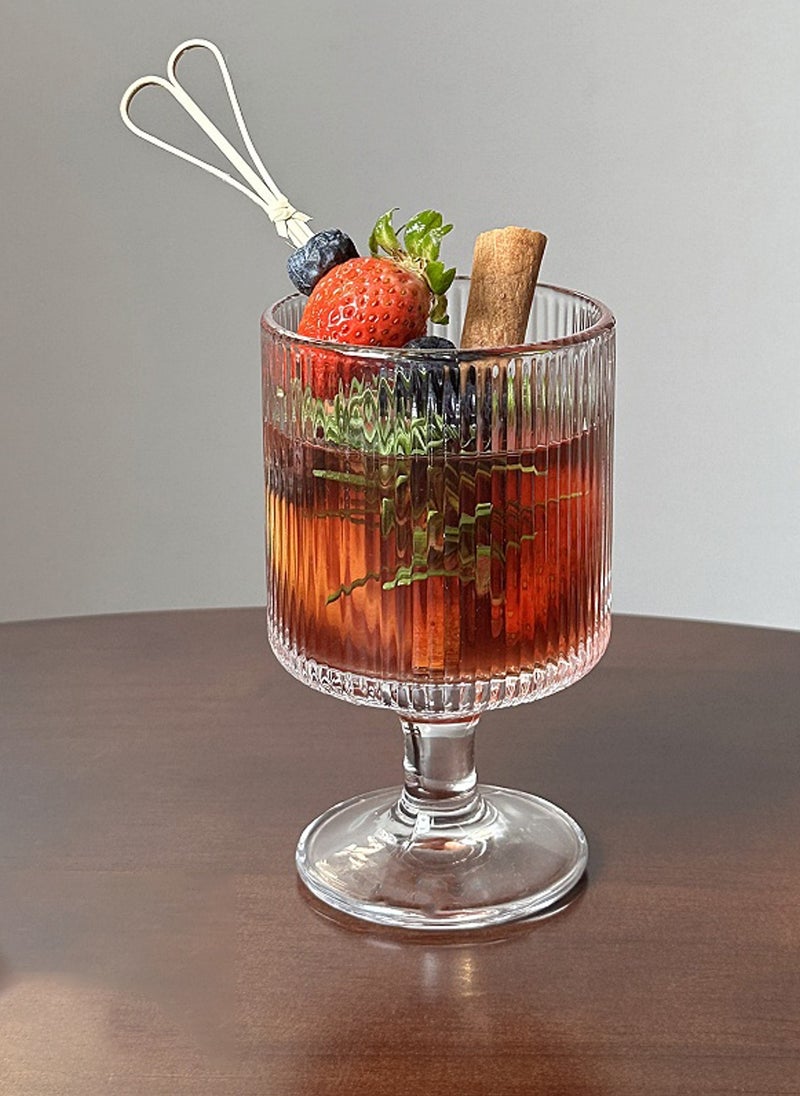High Borosilicate Glass Set, Set Of Six, Stripe Relief Goblet, 250ML For Coffee Tea Cold Drinks