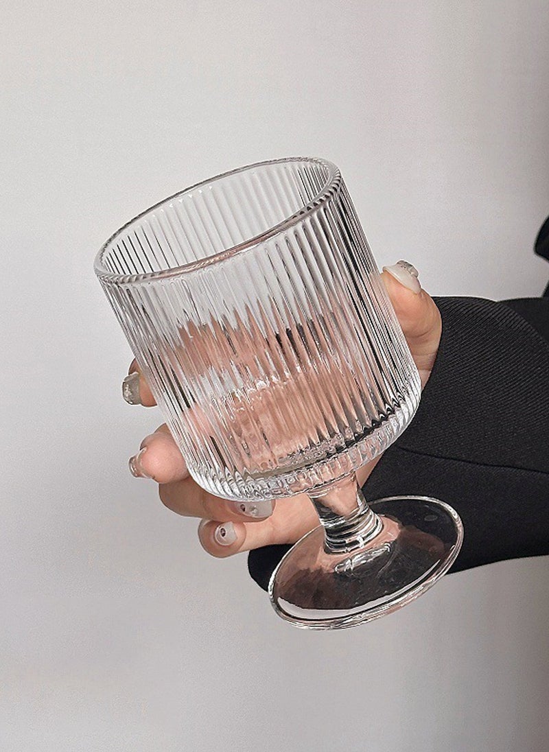 High Borosilicate Glass Set, Set Of Six, Stripe Relief Goblet, 250ML For Coffee Tea Cold Drinks