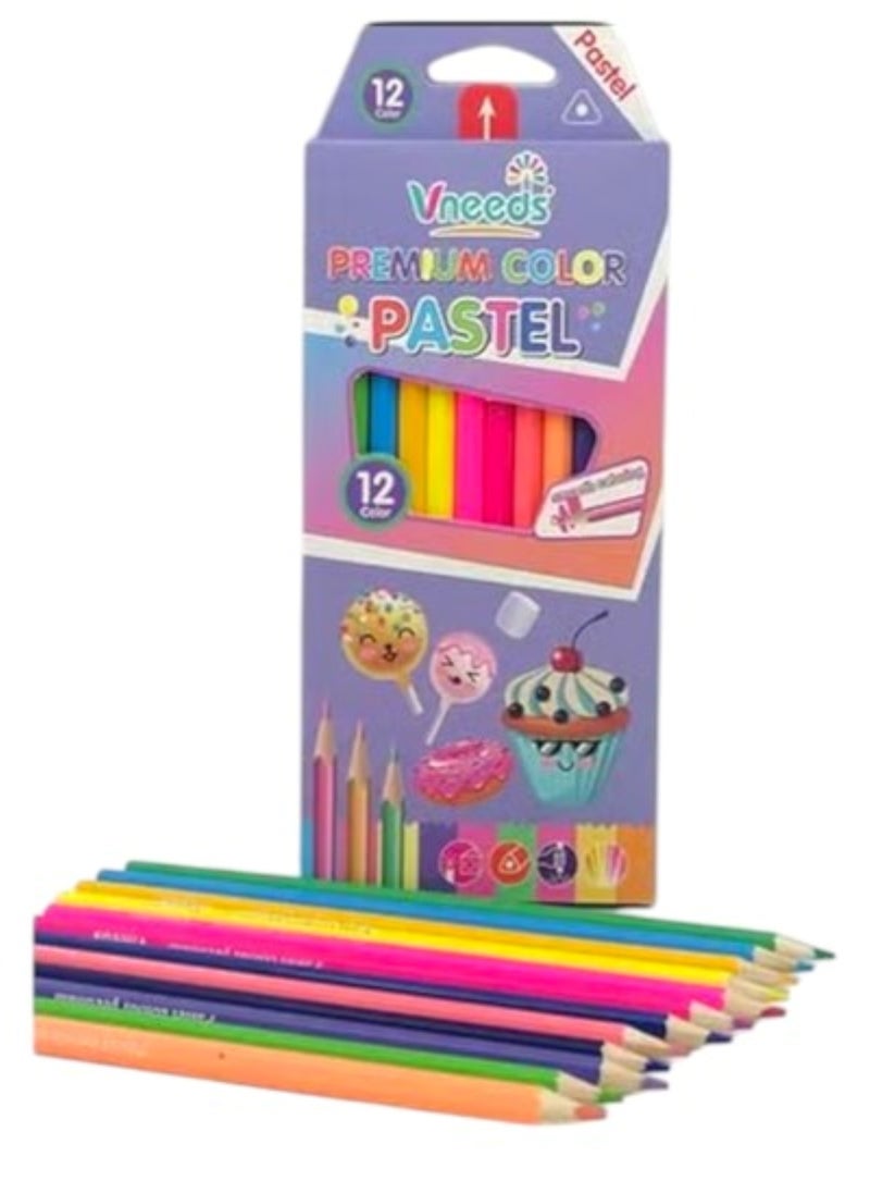 Vneeds - vneeds - premium color pastel pencil 12 Pcs - Image 1