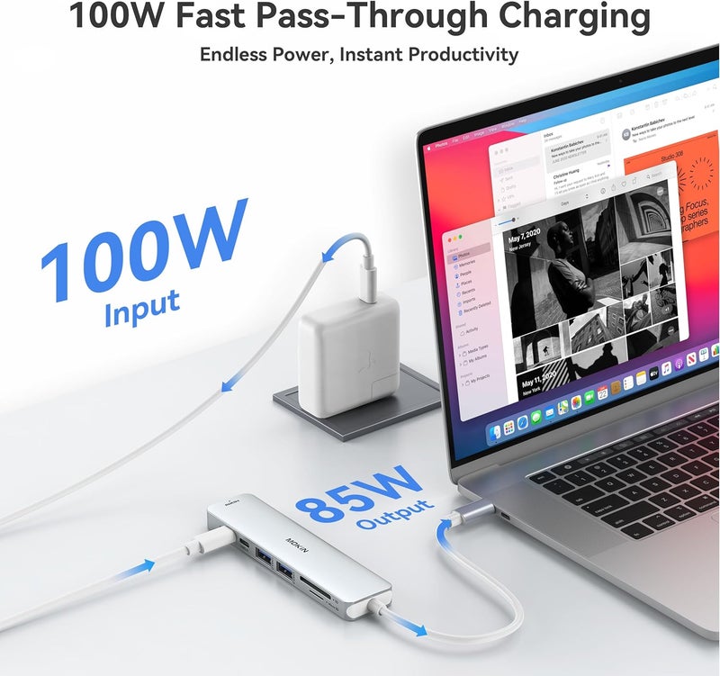 Mokin 7 in 1 USB C Dongle with HDMI, SD/TF Card Reader, Data Port, 100W PD, 2 USB 3.0 for MacBook Pro/Air, Dell XPS, Lenovo Thinkpad - Image 4