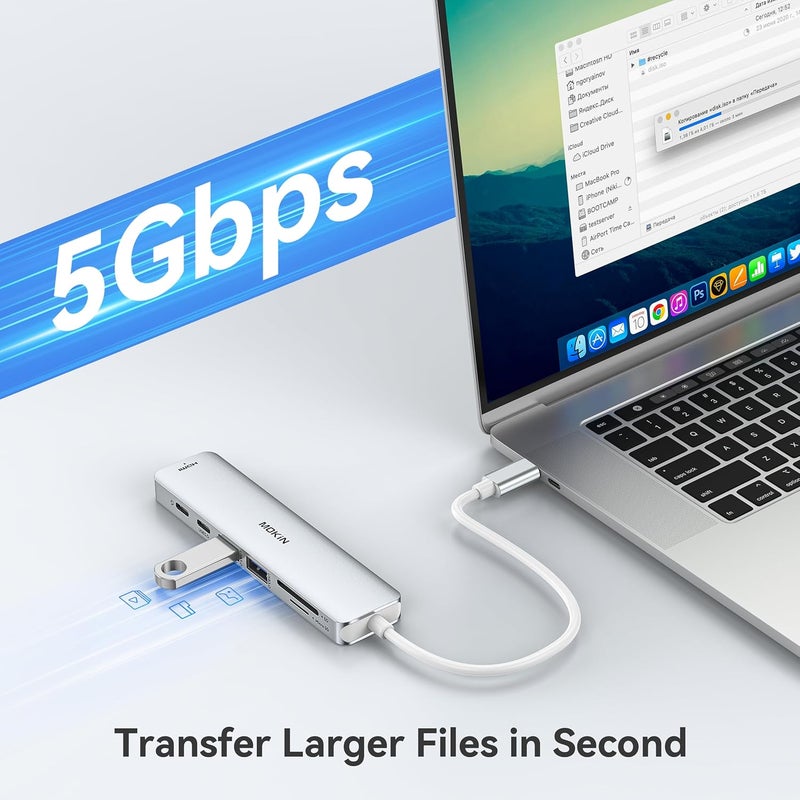 Mokin 7 in 1 USB C Dongle with HDMI, SD/TF Card Reader, Data Port, 100W PD, 2 USB 3.0 for MacBook Pro/Air, Dell XPS, Lenovo Thinkpad - Image 5