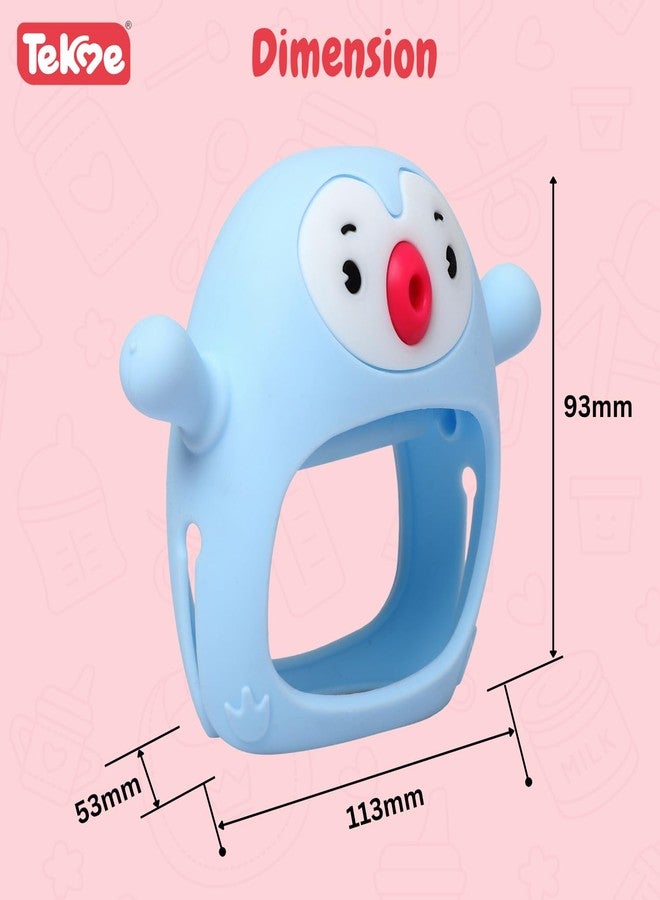 tekme Penguin Teethers for 6 to 12 Months, Never Drop Silicone Chewing Teething Toys for Babies, Baby Chewing Toys for Teething Gums (Blue) - Image 5