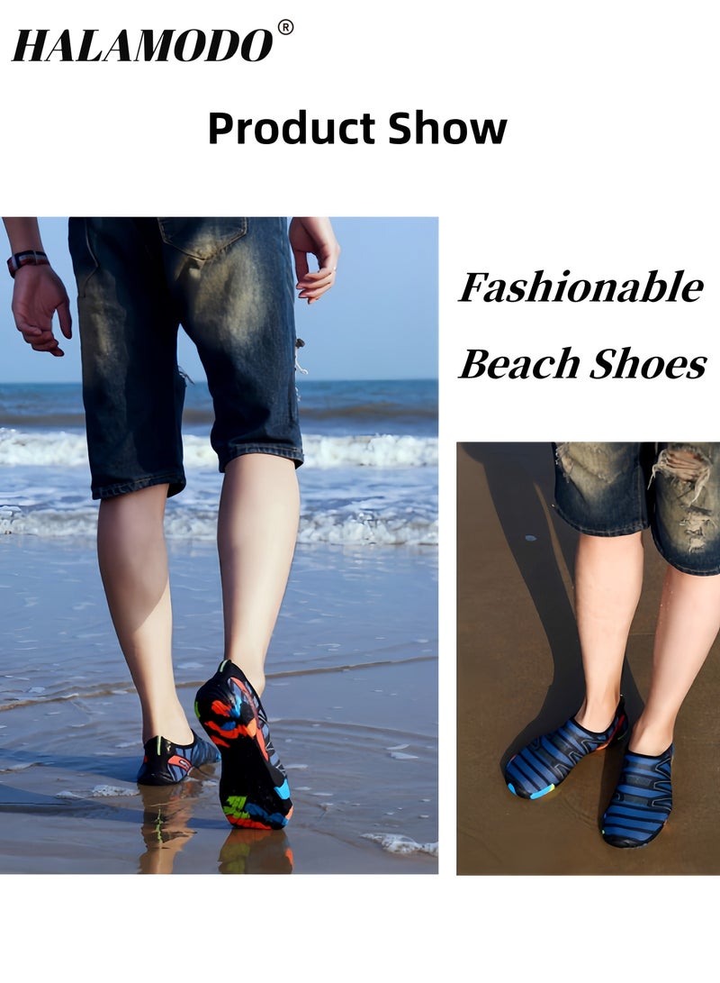 هالامودو أحذية مائية للنساء والرجال سريعة الجفاف مطبوعة للرياضات المائية أحذية حافية القدمين أحذية سباحة لركوب الأمواج ذات قاع ناعم وخفيفة الوزن للغوص للمشي لمسافات طويلة والشاطئ وركوب الأمواج ورياضة اليوجا - Image 5